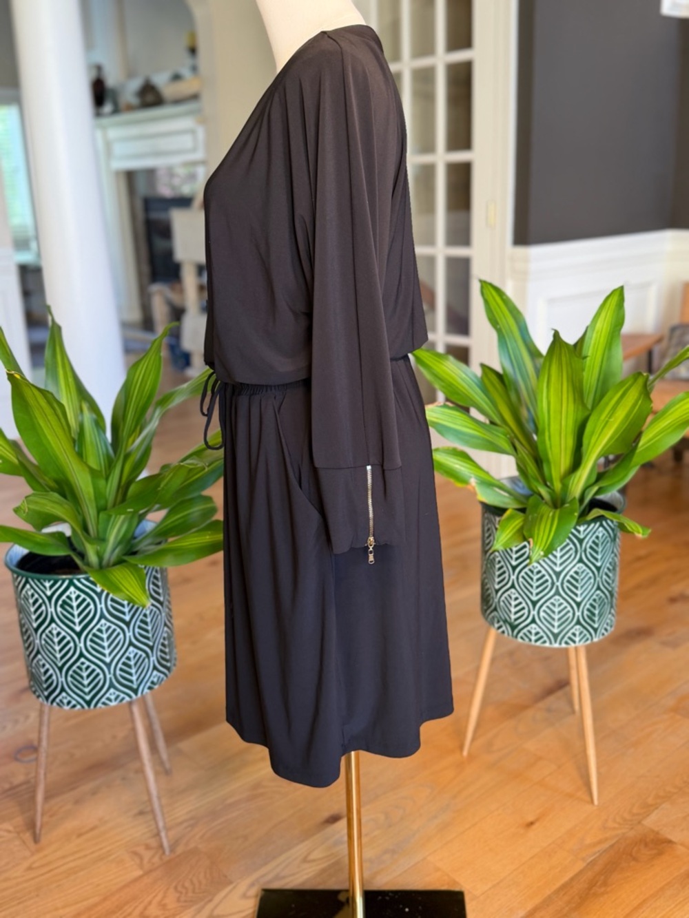 SOHO Apparel Classic Black Drawstring Waist Dress Pockets (GUC) - Picture 6 of 13